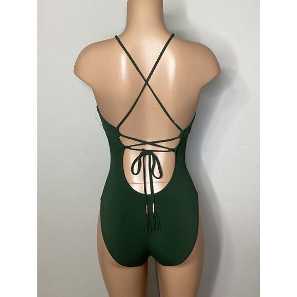 New. Robin Piccone rubine luca high neck one piece cut out swimsuit. - Picture 4 of 6